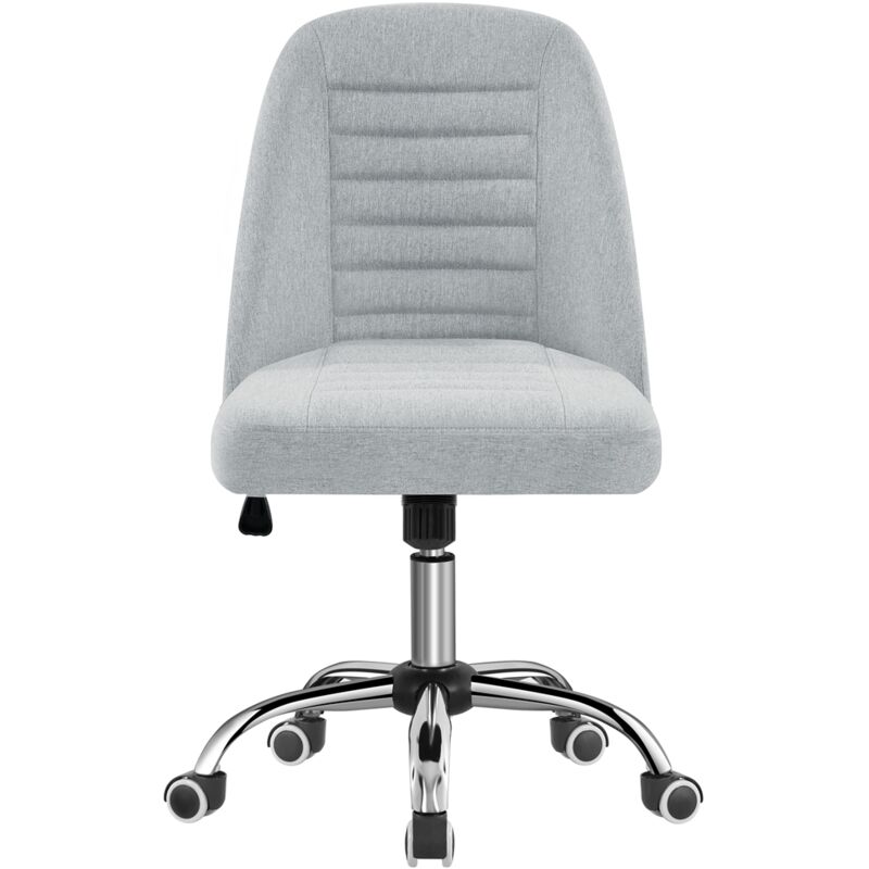 Yaheetech - Chaise de Bureau à Dossier Moyen Chaise d'ordinateur en Tissu à Roulettes Base en Métal Chromé Assise Réglable en Hauteur Siège Moderne