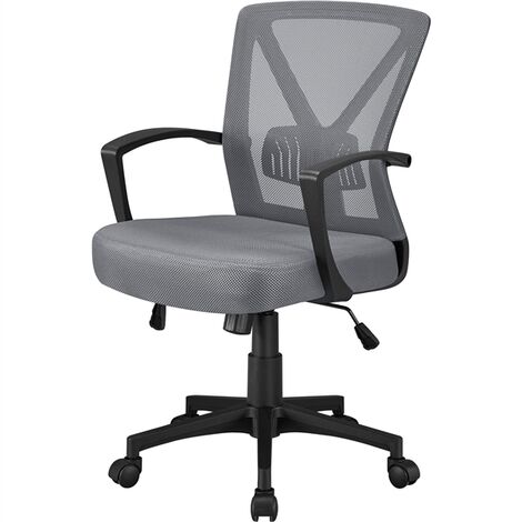 Yaheetech Chaise de Bureau Pivotante Fauteuil pour Ordinateur Ergonomique Soutien Lombaire Ajustable Hauteur Réglable pour Studio Chambre Bureau Noir