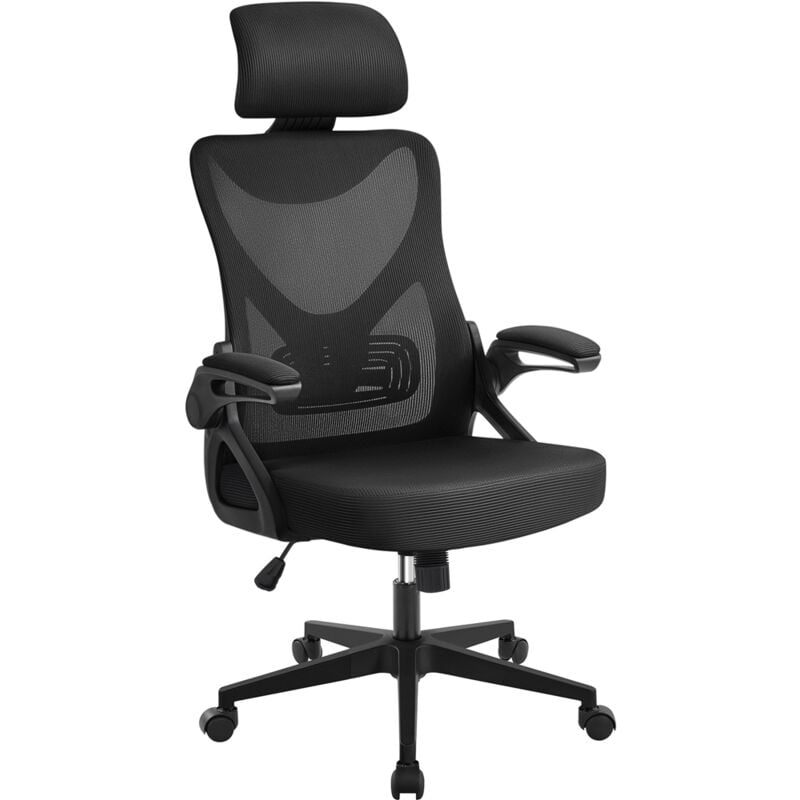 Yaheetech - Chaise de Bureau en Maille avec Appui-tête réglable Haut Dossier Chaise d'Ordinateur Pivotante Charge Max Noir