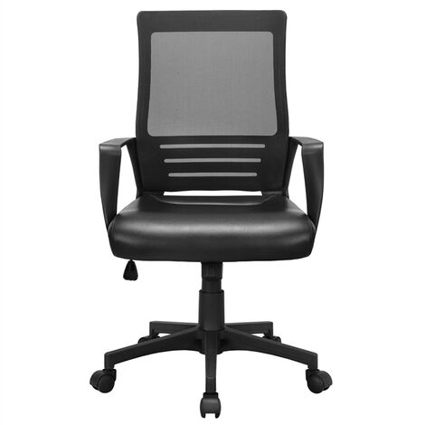 Yaheetech Chaise de Bureau Ergonomique Fauteuil de Direction pour Ordinateur Siège Pivotant Plus Large avec Dossier Inclinable Respirant en Maille Imitation Cuir Noir