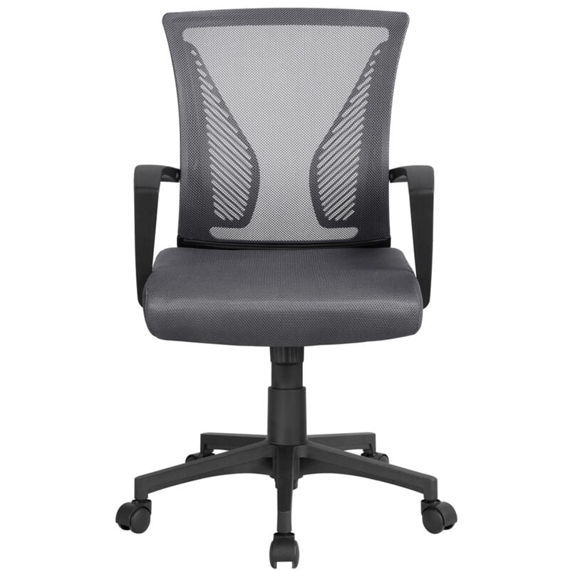 Yaheetech - Chaise de Bureau à Roulettes Pivotante Fauteuil pour Ordinateur en Maille Mesh Hauteur Réglable Incliable Ergonomique Gris Foncé