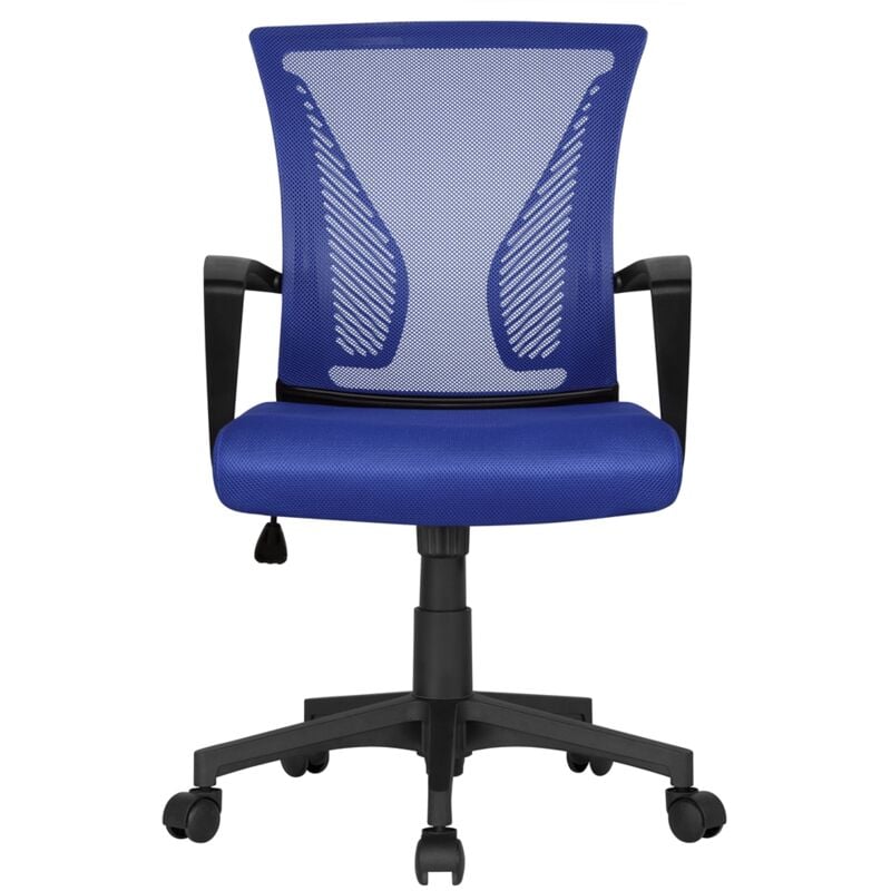 Chaise de Bureau à roulettes Pivotante Fauteuil pour Ordinateur en Maille Mesh Hauteur Réglable Incliable Ergonomique Bleu - Yaheetech