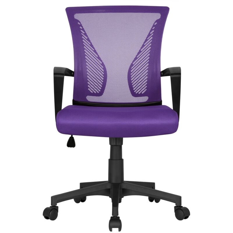 Yaheetech - Fauteuil de Bureau Chaise Ordinateur Ergonomique Pivotant Inclinable Grand Siège et Base en Nylon Hauteur Réglable avec Accoudoirs sur