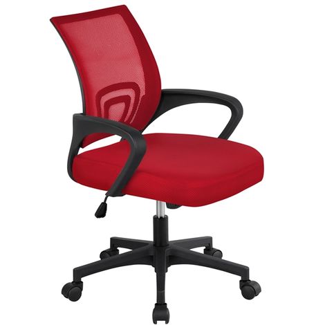 YAHEETECH Chaise de Bureau à Roulettes Pivotante Fauteuil pour Ordinateur en Maille Mesh Hauteur Réglable Incliable Ergonomique Noir