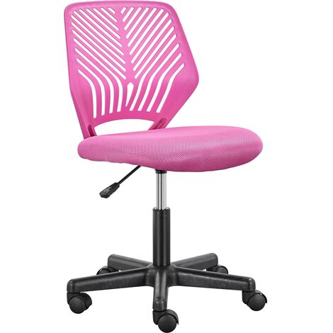 Yaheetech – Chaise de bureau ergonomique rose – Dossier 'S' pour soutien lombaire – Hauteur réglable 43-56 cm – Charge max 136 kg – Base pivotante 360°