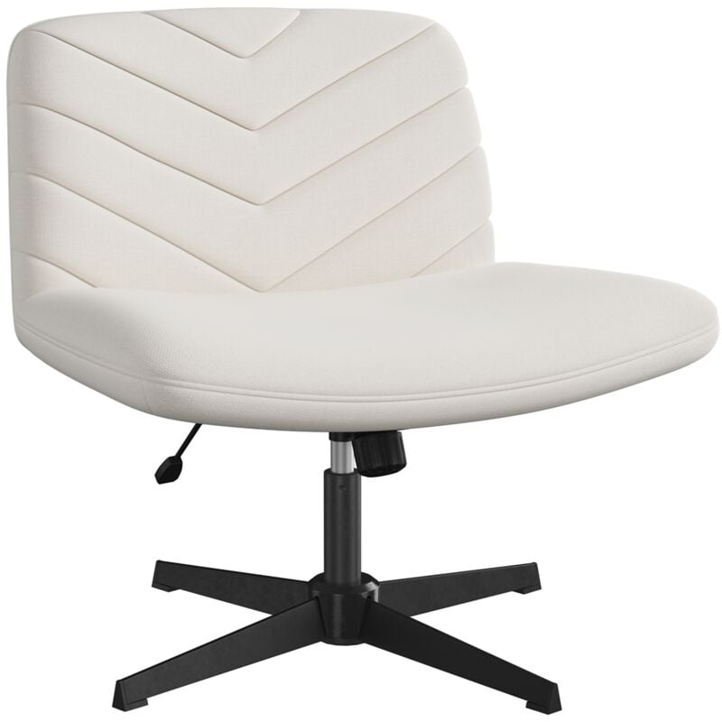 Yaheetech - Chaise de Bureau Ergonomique sans Accoudoirs Fauteuil Pivotant avec Large Assise sans roulettes Réglable en Hauteur Bureau Chambre Tissu