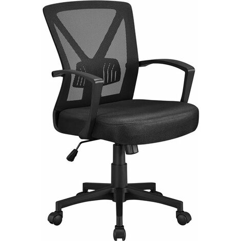 Yaheetech Chaise de Bureau Pivotante Fauteuil pour Ordinateur Ergonomique Soutien Lombaire Ajustable Hauteur Réglable pour Studio Chambre Bureau Noir