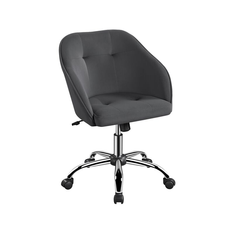 Yaheetech - Chaise de bureau pivotante à 360° en velours avec hauteur d'assise réglable pour la maison/le bureau Gris