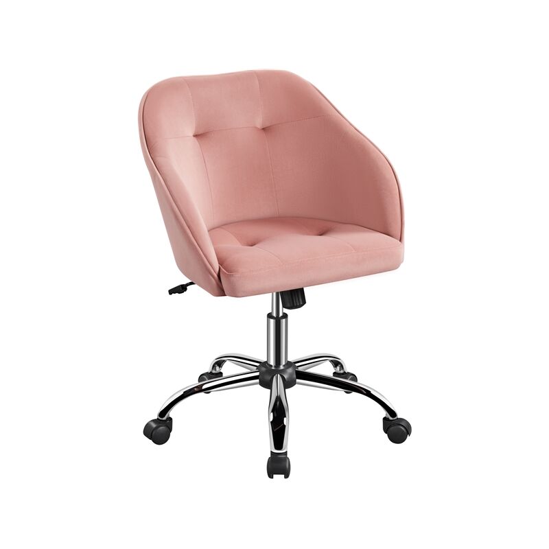 Yaheetech - Chaise de bureau pivotante à 360° en velours avec hauteur d'assise réglable pour la maison/le bureau Rose