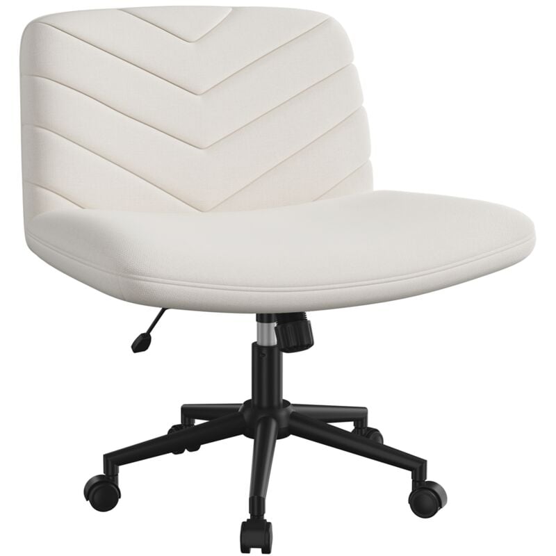 Yaheetech - Chaise de Bureau sans Accoudoirs Fauteuil de Bureau en Tissu Lin avec Large Assise à roulettes Pivotante Réglable en Hauteur pour Bureau