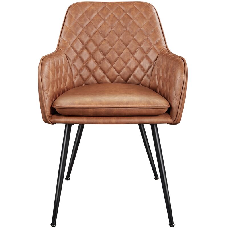 Yaheetech Chaises de Salle à Manger avec Revêtement en Similicuir Chaises de Salon avec Pieds en Métal Coussin de Siège Rembourré Fauteuil de Chambre