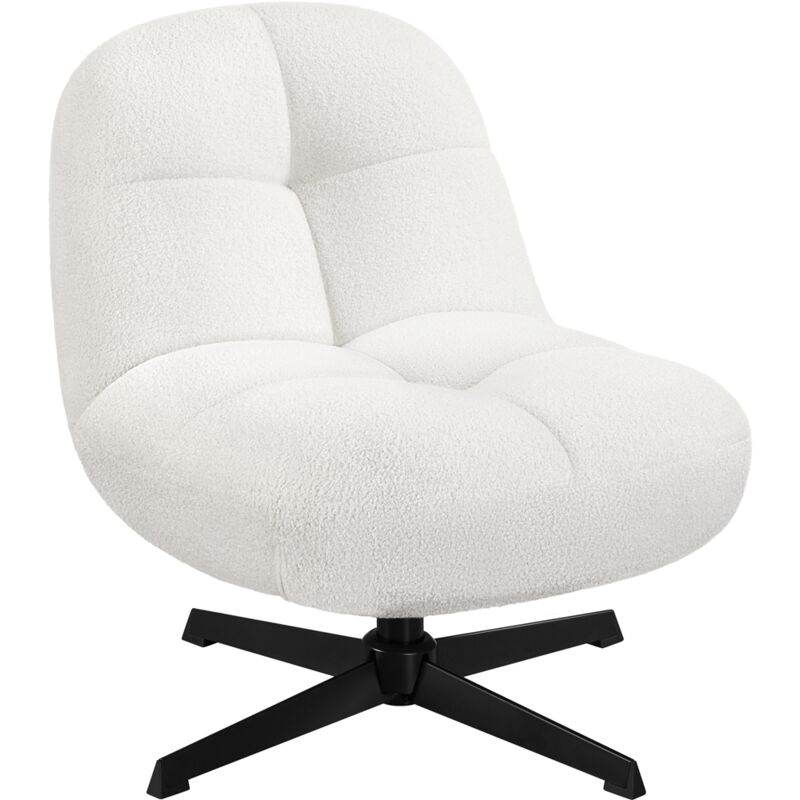 Yaheetech - Chaise de Salon en Tissu Bouclette Petit Fauteuil Salon Rebondi Design Cocon Chaise d'appoint Pivotante à 360° pour Relax 68 cm l × 81 cm