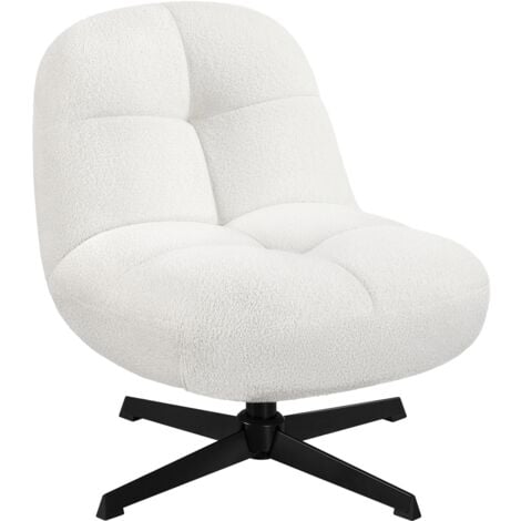 Yaheetech Chaise de Salon en Tissu Bouclette Petit Fauteuil Salon Rebondi Design Cocon Chaise d'appoint Pivotante à 360° pour Relax 68 cm L × 81 cm P × 74 cm H