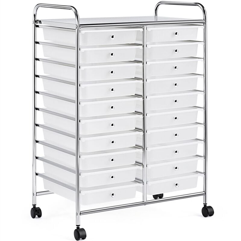 Chariot de Rangement Tour de Rangement à roulettes avec 20 Tiroirs 62,5 x 36 x 91 cm - Yaheetech