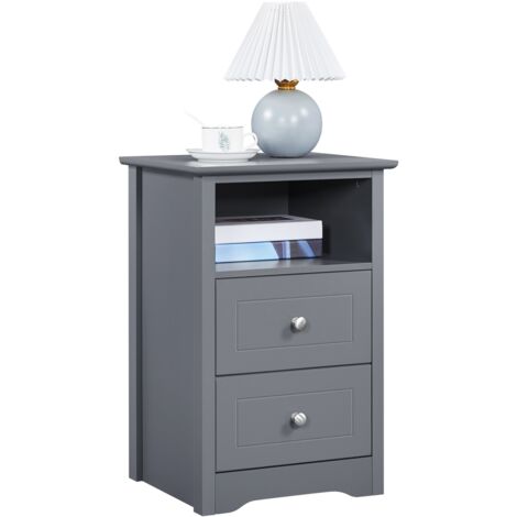 Yaheetech Comodino Camera da Letto con Cassetti 40 x 35 x 60 cm Tavolino Lato Cassettiera Moderno Organizzatore Porta Oggetti Grigio Scuro
