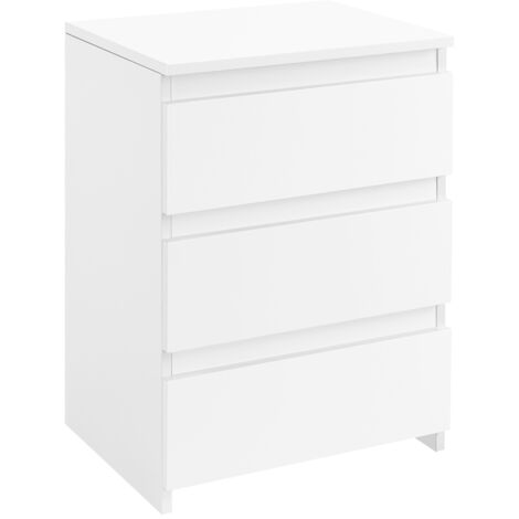 Yaheetech Comodino Cassettiera Camera da Letto con 3 Cassetti Mobiletto Moderno Tavolino Elegante in Legno MDF per Soggiorno/Cucina/Ufficio Bianco