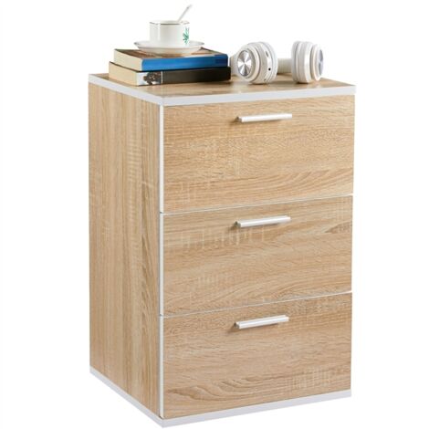 Yaheetech Comodino da Camera da Letto Cameretta Moderno Cassettiera con 3 Cassetti Mobiletto da Salotto 40 x 35 x 60 cm Legno Quercia Chiaro - Marrone