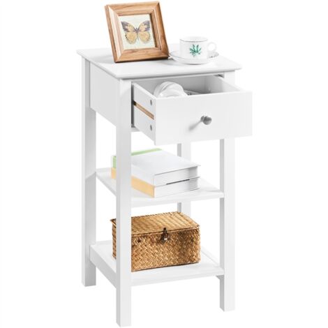 Yaheetech Comodino da Camera da Letto Tavolino da Notte Divano Tavolino d'Appoggio Portaoggetti 35 x 35 x 70 cm Bianco