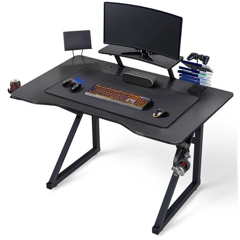 120/140cm LED Gaming Schreibtisch Ergonomischer Gaming Computertisch mit  Mauspad