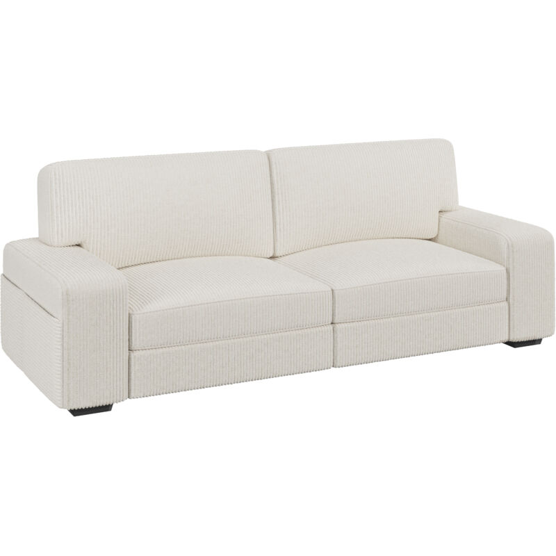 Image of Divano a 2 Posti in Velluto Divanetto Imbottito con Braccioli e Schienale Sofa con Tasche Portaoggetti Laterali per Salotto Soggiorno 212 × 81 × 83