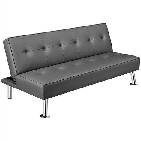Yaheetech Divano Letto Reclinabile con Seduta Imbottita Convertibile in Letto 105° - 180° Mobile Regolabile da Soggiorno Salotto Stanza Ospiti Arredamento per Riposo Grigio