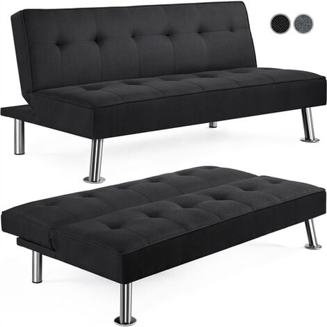 Yaheetech Divano Letto Reclinabile Convertibile in Letto 105° - 180° da Soggiorno Salotto Tessuto/Nero
