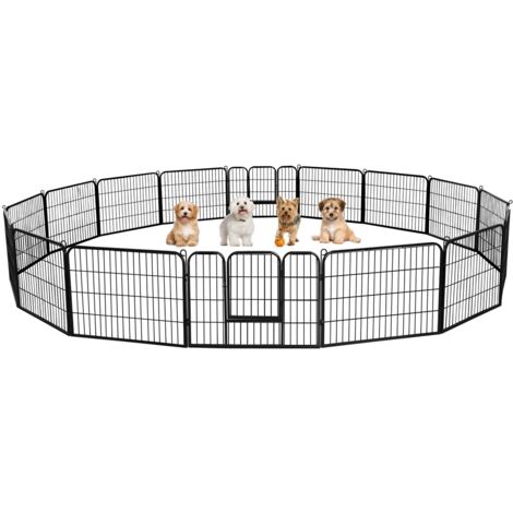 Yaheetech – Enclos pour chien et lapin 16 panneaux – Dimensions 80 x 60 cm – Fer enduit de poudre – Pliable pour intérieur et extérieur