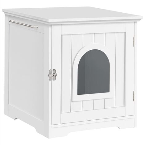 Yaheetech Enclosed Litter Box Decorative Cat House Cat Washroom Pet Side Table Indoor Pet Crate Cat Litter Box Enclosures White