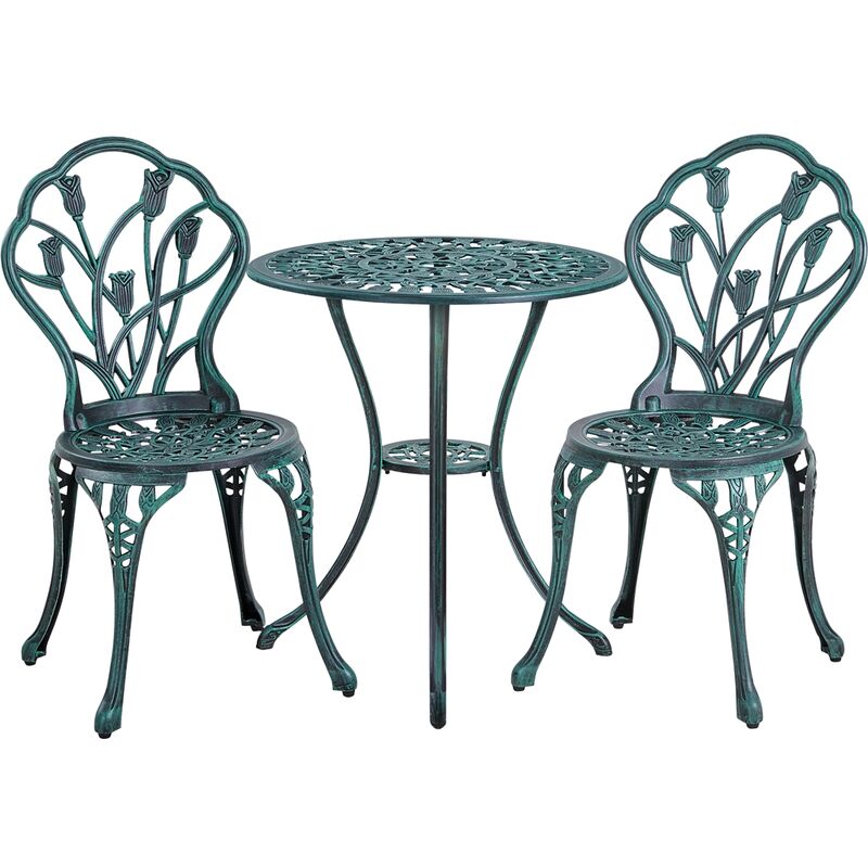 Yaheetech - Ensemble de Table et Chaise Salon de Jardin Balcon Kit de Bistro 2 Chaise 1 Table en Alliage Aluminium Vert