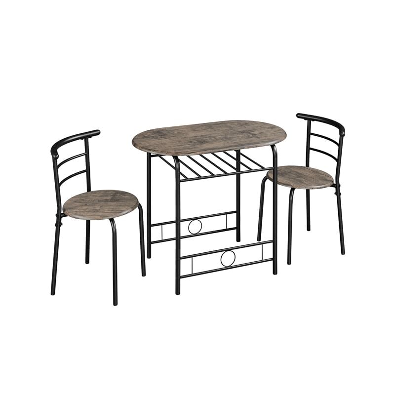 Yaheetech - Ensemble Table à Manger Ronde avec 2 Chaises en Bois mdf et en Métal Ensemble de Meubles 3 pièces avec Porte-Bouteilles pour Petit