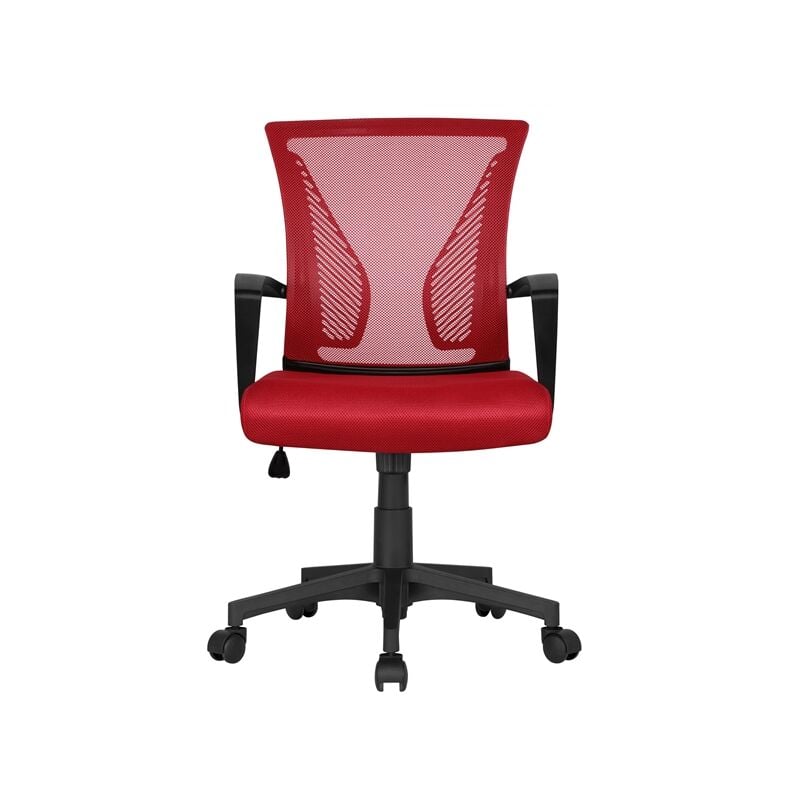 Yaheetech Mid-back Mesh Office Chair Height Adjustable for Students Study, Red