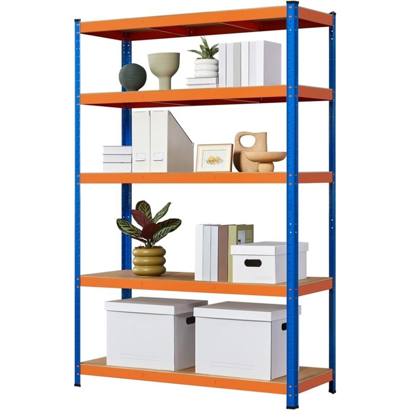 Etagère/Rayonnage de Garage/Atelier/Rangement/Stockage Charge Lourde Résistant 5 Niveaux 180 x 120 x 45 cm Capacité 875 kg Orange/Bleu - Yaheetech