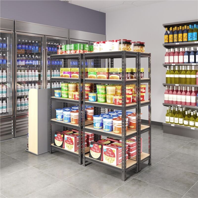 Etagères de Rangement 150 x 70 x 30 cm Étagère Metallique Atelier/Garage/Cuisine Charge Lourde 150 kg par Niveau sans Boulons Gris Foncé - Yaheetech