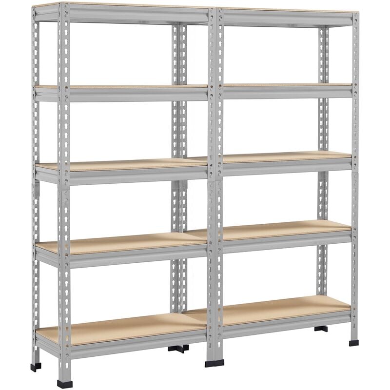 Etagères de Rangement Étagère Metallique Atelier/Garage/Cuisine Charge Lourde 150 kg par Niveau sans Boulons 150 x 140 x 30 cm/Gris Clair - Yaheetech