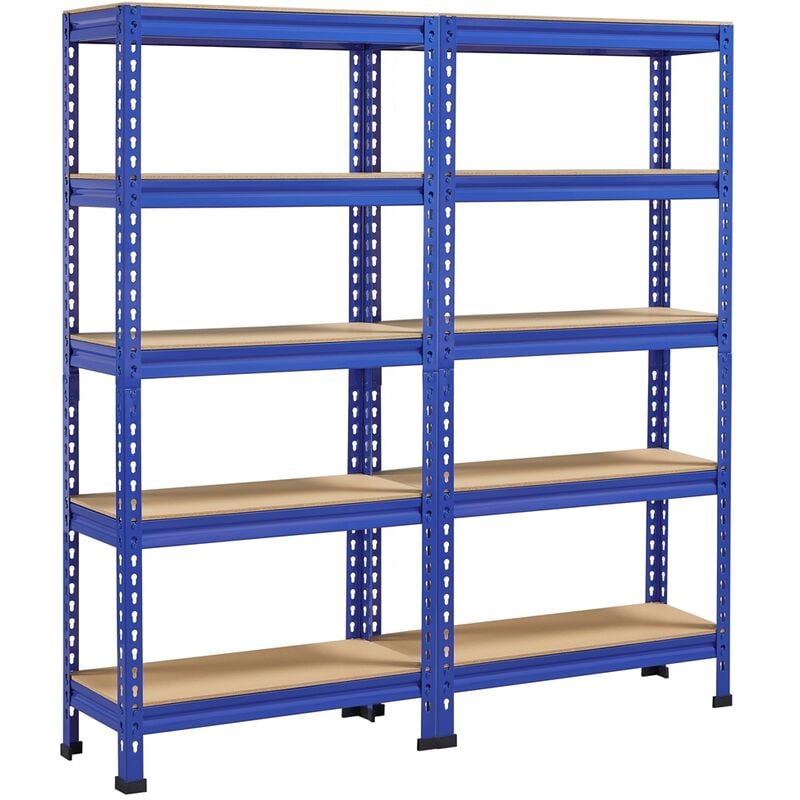 2 x Etagères de Rangement 150 x 70 x 30 cm Étagère Metallique Atelier/Garage/Cuisine Charge Lourde 150 kg par Niveau sans Boulons Bleu - Yaheetech