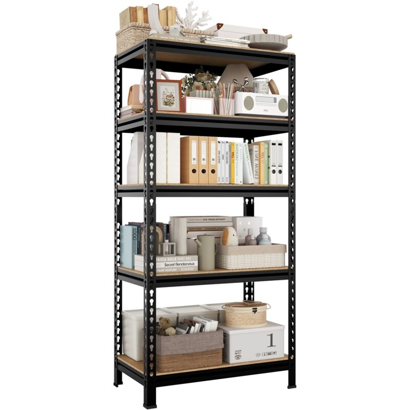 Yaheetech Rayonnage Etagères de Rangement 150 x 70 x 30 cm Étagère Metallique Atelier/Garage/Cuisine Charge Lourde 130 kg par Niveau sans Boulons Noir