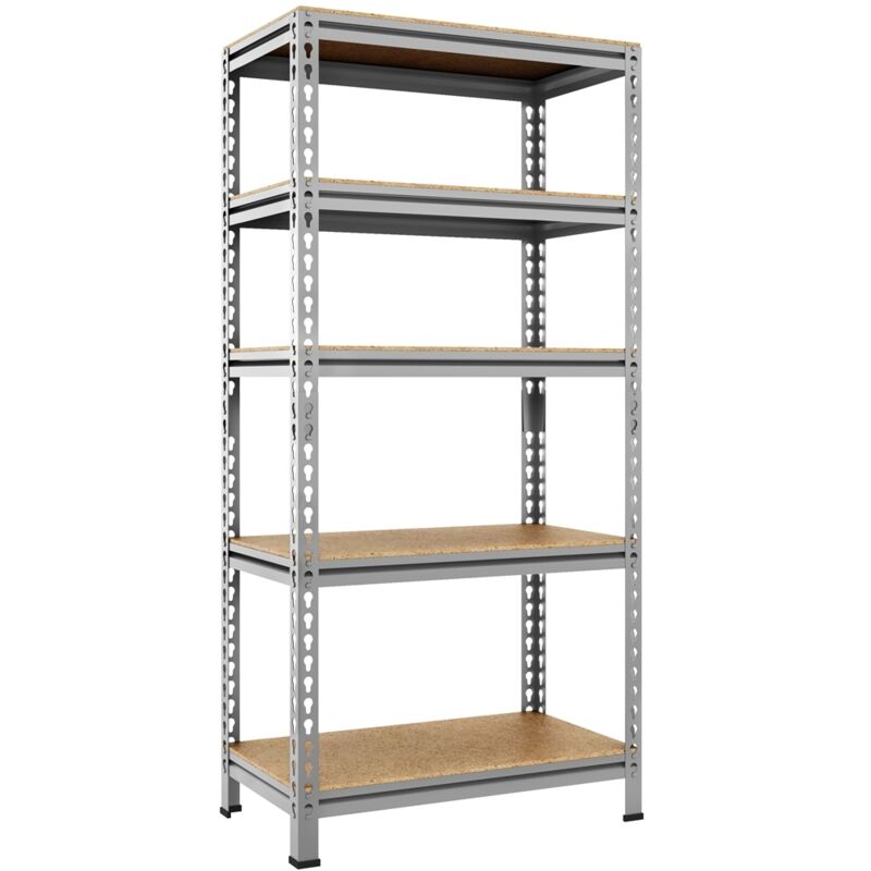 Etagères de Rangement Étagère Metallique Atelier/Garage/Cuisine Charge Lourde 150 kg par Niveau sans Boulons 150 x 70 x 30 cm/Gris Clair - Yaheetech
