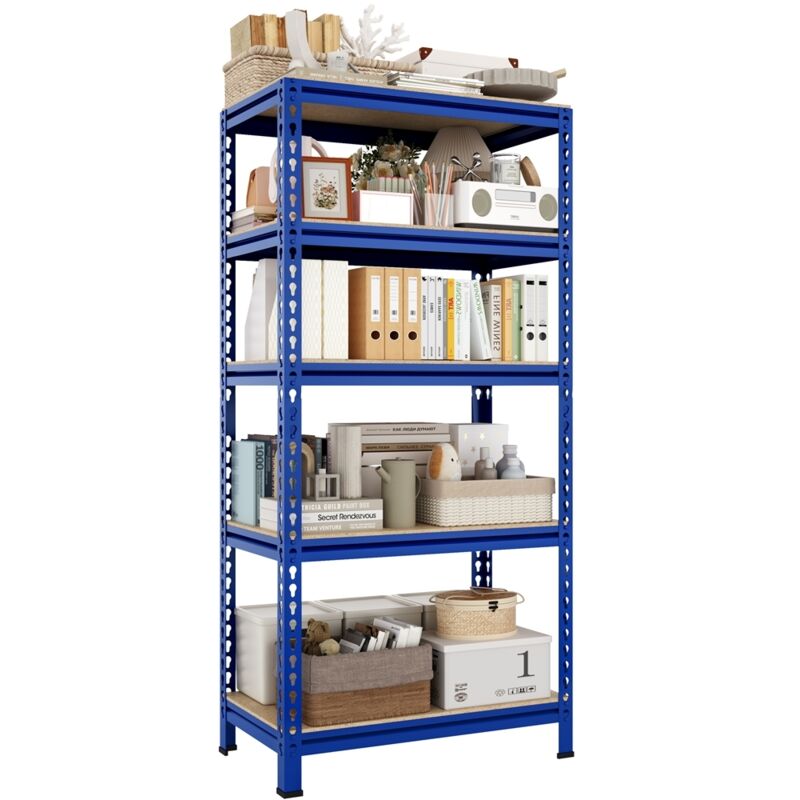 Yaheetech Rayonnage Etagères de Rangement 150 x 70 x 30 cm Étagère Metallique Atelier/Garage/Cuisine Charge Lourde 130 kg par Niveau sans Boulons Bleu