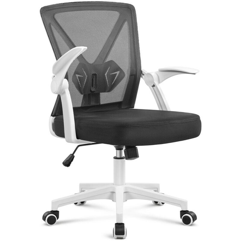 Yaheetech - Fauteuil de Bureau avec Accoudoirs Pliables Chaise de Bureau Hauteur Réglable à roulettes Pivotantes Siège Plus Large 59cm × 57.5cm ×