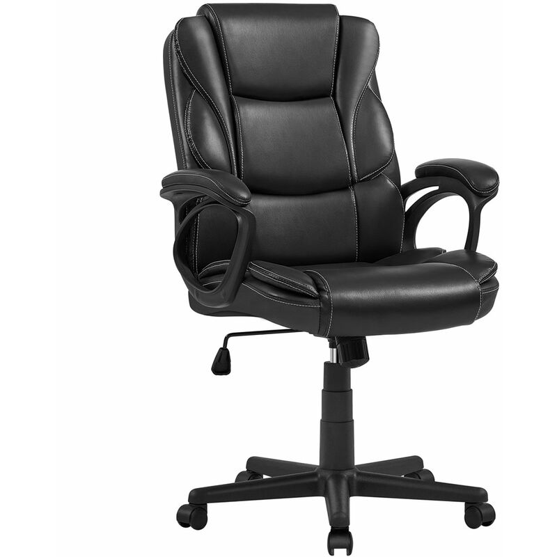 Yaheetech - Fauteuil de Bureau Cuir pu Chaise de Bureau Erconomique Hauteur Réglable Dossier Inclinable Rembourré Noir