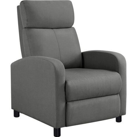 Yaheetech Fauteuil de Relaxation Chaise de Détente Siège de Canapé Rembourré pour Salon/Chambre/Home Cinéma/Lecture/Tissu Gris