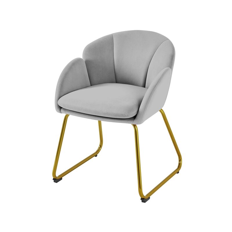 Yaheetech - Fauteuil de Salon en Velours Polyester en Forme de Fleur, Chaise de Salle à Manger avec Pieds en Métal Doré, Fauteuil d'appoint pour