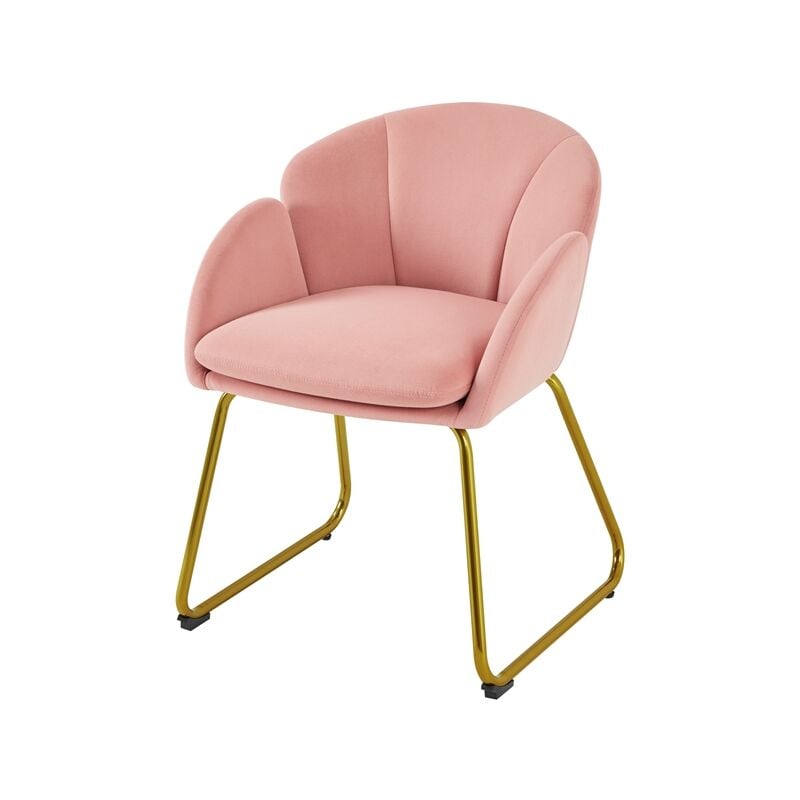 Yaheetech - Fauteuil de Salon en Velours Polyester en Forme de Fleur, Chaise de Salle à Manger avec Pieds en Métal Doré, Fauteuil d'appoint pour