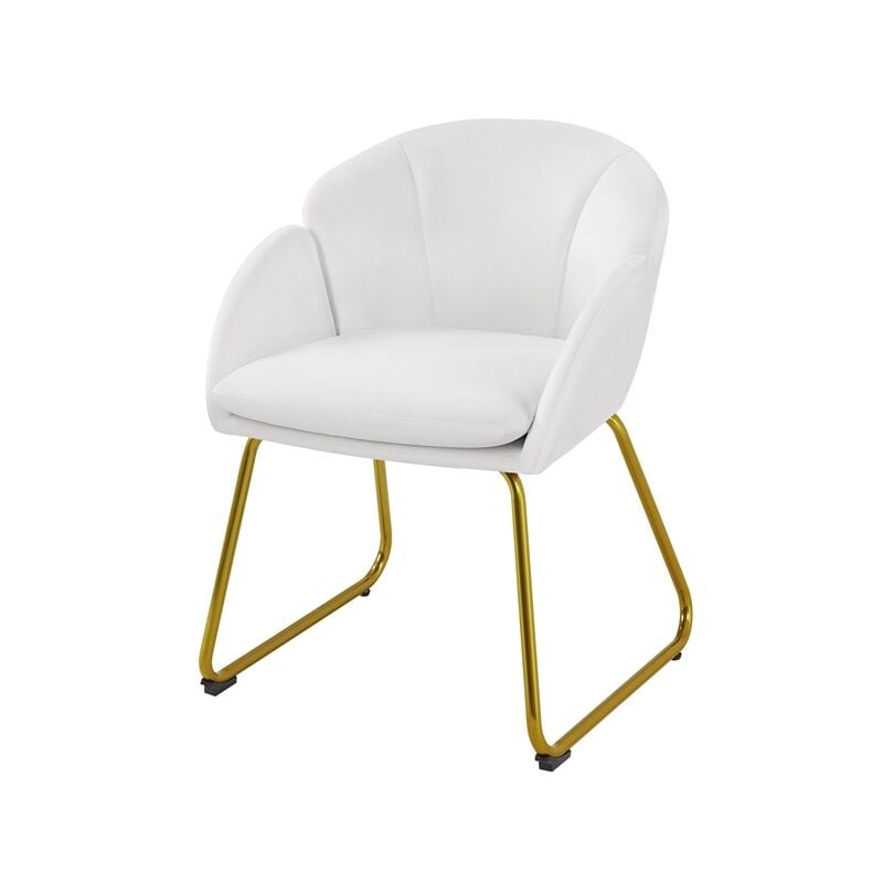 Yaheetech - Fauteuil de Salon en Velours Polyester en Forme de Fleur, Chaise de Salle à Manger avec Pieds en Métal Doré, Fauteuil d'appoint pour
