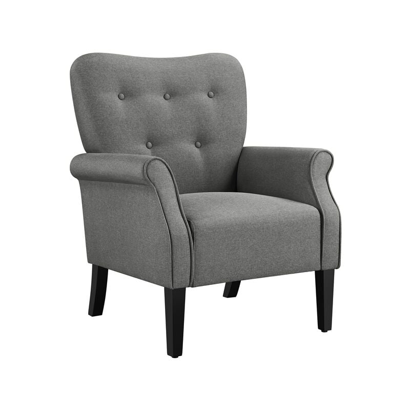 Yaheetech - Fauteuil de Salon Chaise de Salon Moderne en Tissu Polyester avec Dossier Capitonné Pied en Bois Chaise d'Aappoint Simple pour Salon