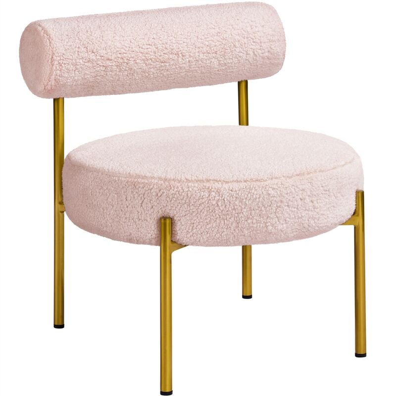 Fauteuil et Chaise de Relaxation de Salon Design Géométrique Élégant Doré Fauteuil d'appoint Bouclé 1/Rose - Yaheetech