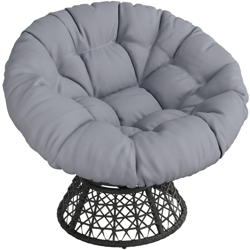 Yaheetech – Fauteuil papasan rotin PE résistant – Chaise de jardin rotative 360° avec coussin épais 120cm – Confort optimal intérieur/extérieur –