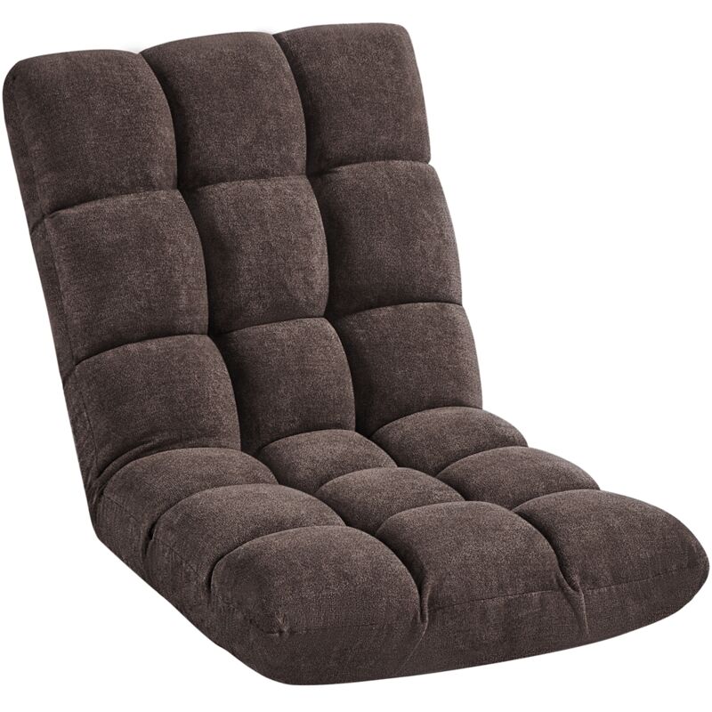 Fauteuil Paresseux Tatami Pliable Chaise de Sol Dossier Multiposition Fauteuil Bas Convertible pour Maison Bureau Brun - Yaheetech