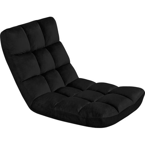 Yaheetech Fauteuil Paresseux Tatami Pliable Chaise de Sol Dossier Multiposition Fauteuil Bas Convertible pour Maison Bureau Noir