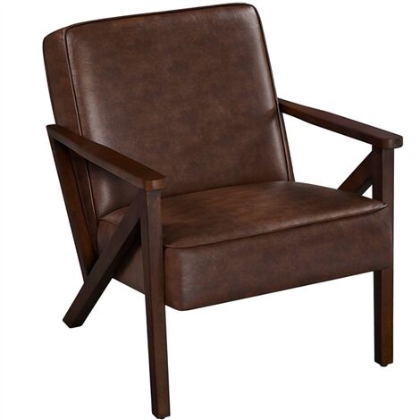 Fauteuil Club Moderne En Similicuir Marron – Yaheetech – Assise Confortable